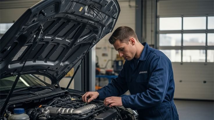 Roadside assistance expert testing a vehicle battery before performing a safe jump start in Waukegan, IL.