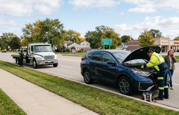 Tow truck vs roadside assistance for a vehicle breakdown in Waukegan, IL