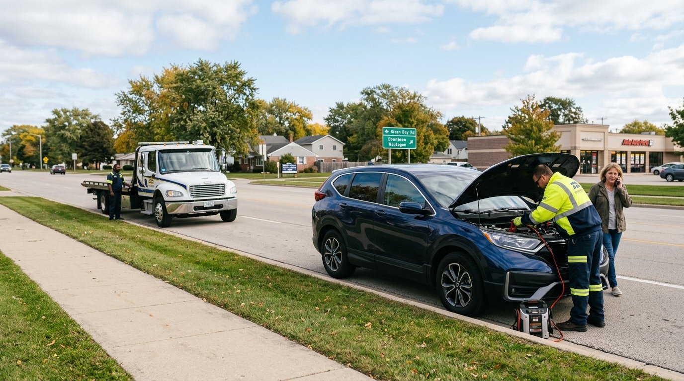 Tow truck vs roadside assistance for a vehicle breakdown in Waukegan, IL